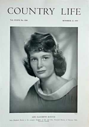 Miss Elizabeth Buxton Country Life Magazine Portrait October 22, 1959 Vol. CXXVI No. 3268