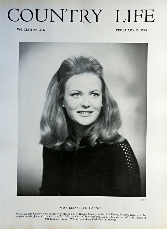 Miss Elizabeth Canney Country Life Magazine Portrait February 15, 1973 Vol. CLIII No. 3947