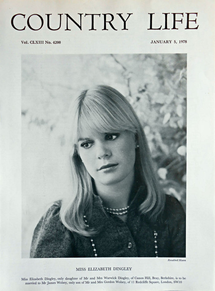 Miss Elizabeth Dingley Country Life Magazine Portrait January 5, 1978 Vol. CLXIII No. 4200