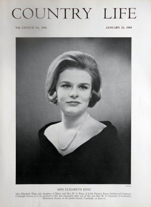Miss Elizabeth King Country Life Magazine Portrait January 21, 1966 Vol. CXXXVII No. 3542