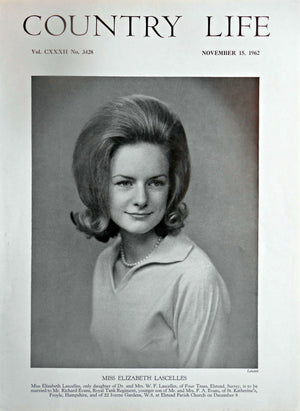 Miss Elizabeth Lascelles Country Life Magazine Portrait November 15, 1962 Vol. CXXXII No. 3428