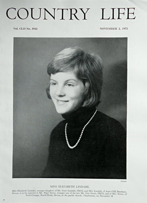 Miss Elizabeth Lindahl Country Life Magazine Portrait November 2, 1972 Vol. CLII No. 3932