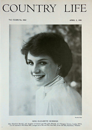 Miss Elizabeth Morrish Country Life Magazine Portrait April 2, 1981 Vol. CLXIX No. 4363