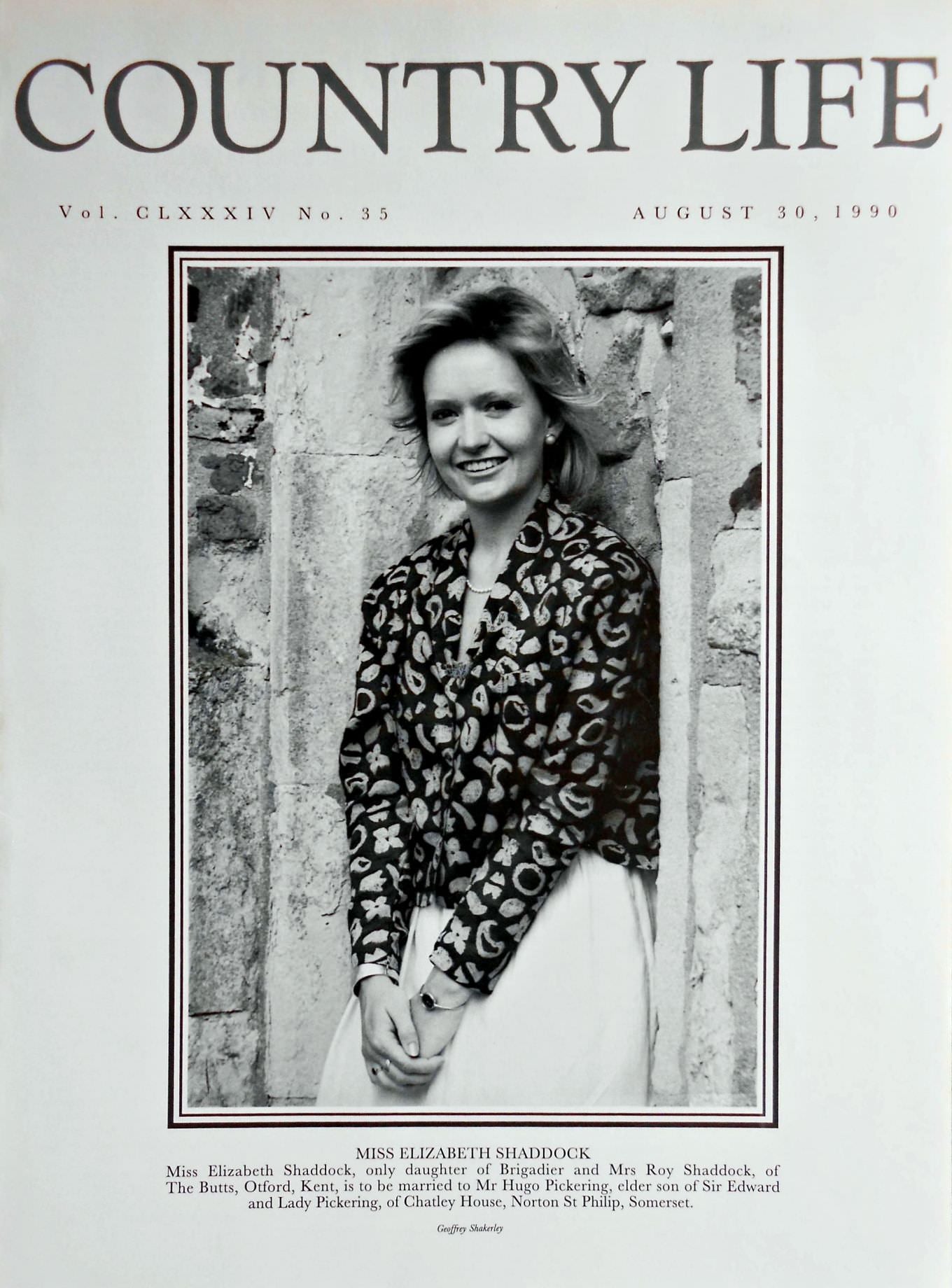 Miss Elizabeth Shaddock Country Life Magazine Portrait August 30, 1990 Vol. CLXXXIV No. 35