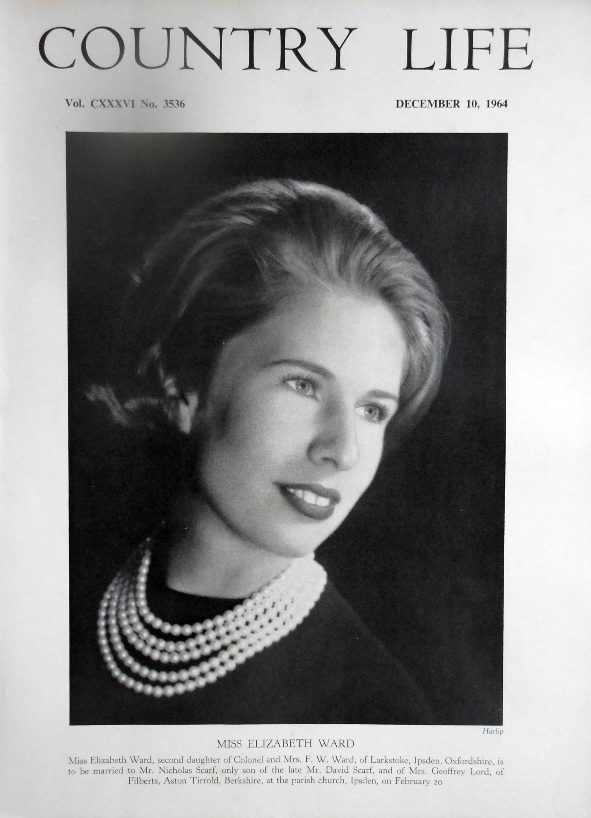 Miss Elizabeth Ward Country Life Magazine Portrait December 10, 1964 Vol. CXXXVI No. 3536 - Copy