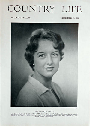 Miss Elspeth Hally Country Life Magazine Portrait December 29, 1960 Vol. CXXVIII No. 3330