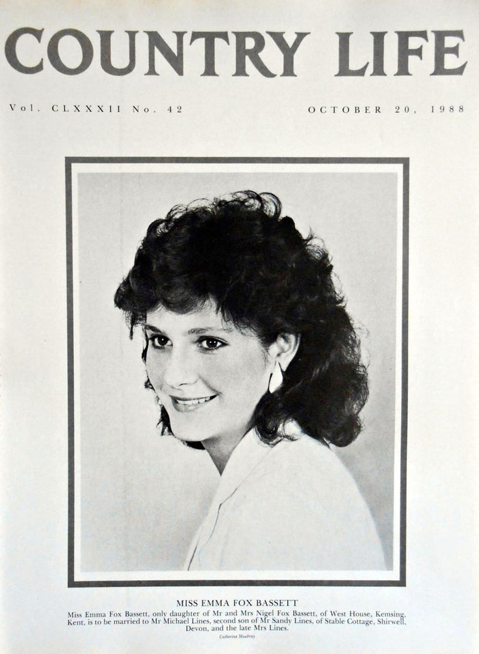 Miss Emma Fox Bassett Country Life Magazine Portrait October 20, 1988 Vol. CLXXXII No. 42