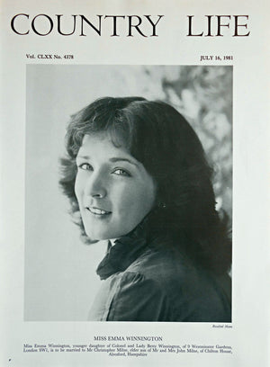 Miss Emma Winnington Country Life Magazine Portrait July 16, 1981 Vol. CLXX No. 4378