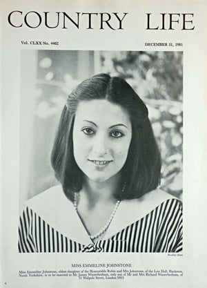Miss Emmeline Johnstone Country Life Magazine Portrait December 31, 1981 Vol. CLXX No. 4402