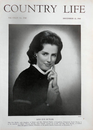 Miss Eve Butler Country Life Magazine Portrait December 12, 1968 Vol. CXLIV No. 3745