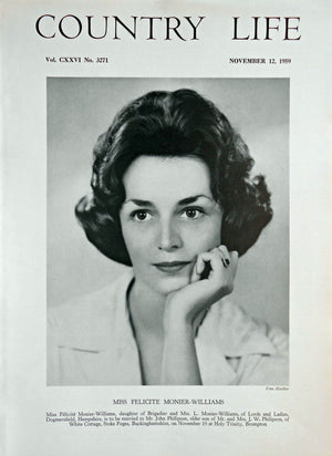 Miss Felicite Monier-Williams Country Life Magazine Portrait November 12, 1959 Vol. CXXVI No. 3271