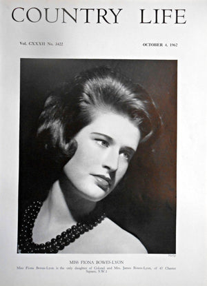 Miss Fiona Bowes-Lyon Country Life Magazine Portrait October 4, 1962 Vol. CXXXII No. 3422