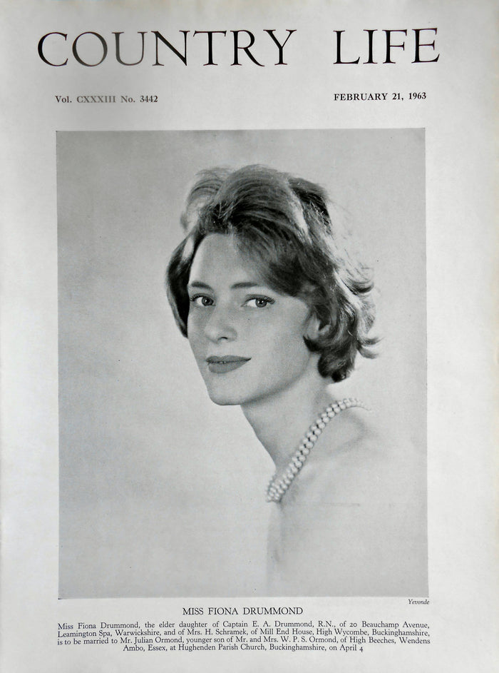 Miss Fiona Drummond Country Life Magazine Portrait February 21, 1963 Vol. CXXXIII No. 3442