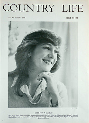 Miss Fiona Elliot Country Life Magazine Portrait April 30, 1981 Vol. CLXIX No. 4367