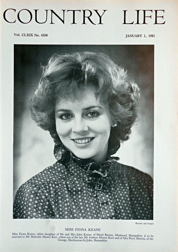 Miss Fiona Keane Country Life Magazine Portrait January 1, 1981 Vol. CLXIX No. 4350