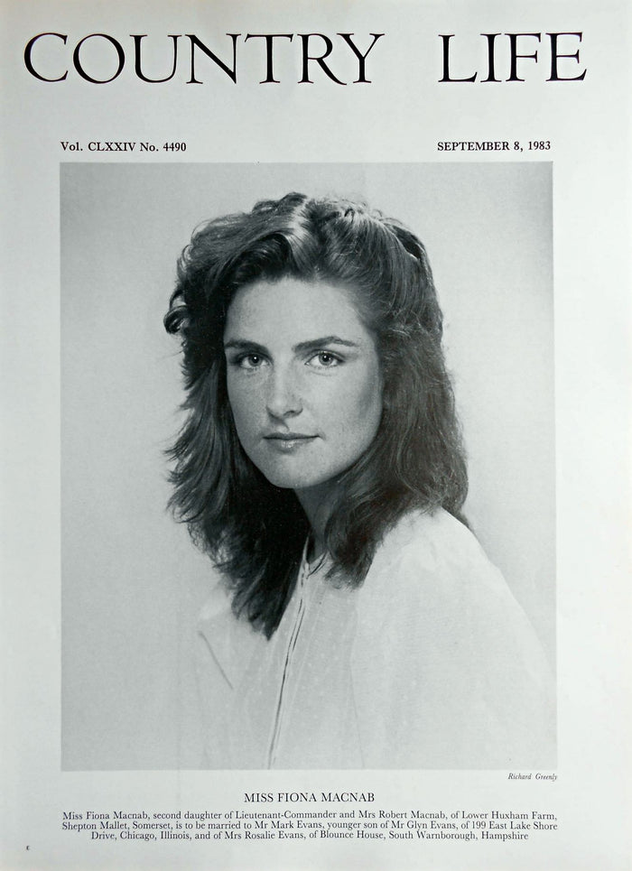 Miss Fiona Macnab Country Life Magazine Portrait September 8, 1983 Vol. CLXXIV No. 4490