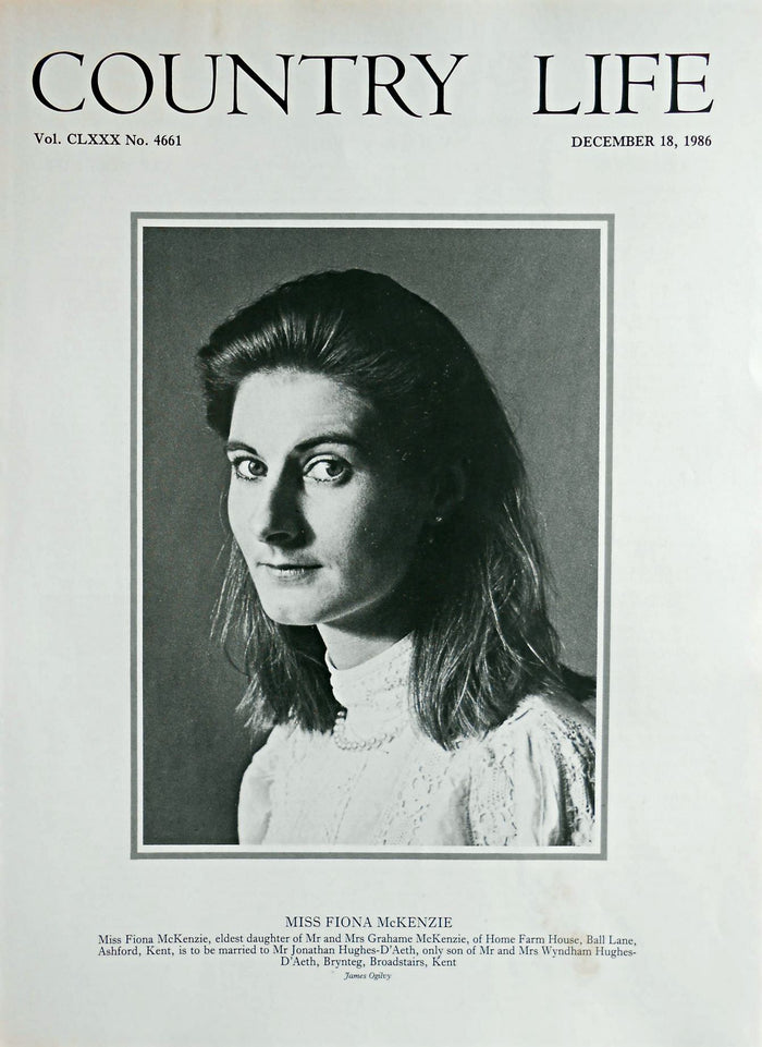 Miss Fiona McKenzie Country Life Magazine Portrait December 18, 1986 Vol. CLXXX No. 4661