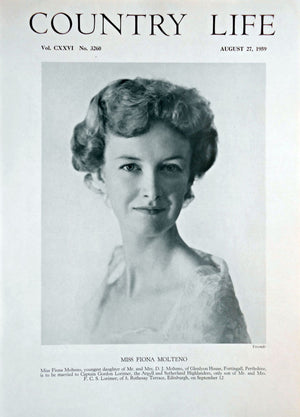 Miss Fiona Molteno Country Life Magazine Portrait August 27, 1959 Vol. CXXVI No. 3260
