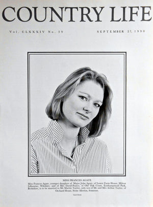 Miss Frances Agate Country Life Magazine Portrait September 27, 1990 Vol. CLXXXIV No. 39