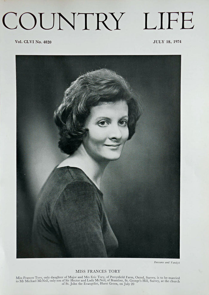 Miss Frances Tory Country Life Magazine Portrait July 18, 1974 Vol. CLVI No. 4020
