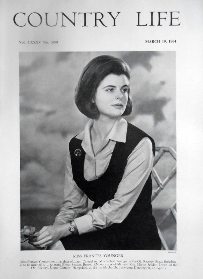 Miss Frances Younger Country Life Magazine Portrait March 19, 1964 Vol. CXXXV No. 3498