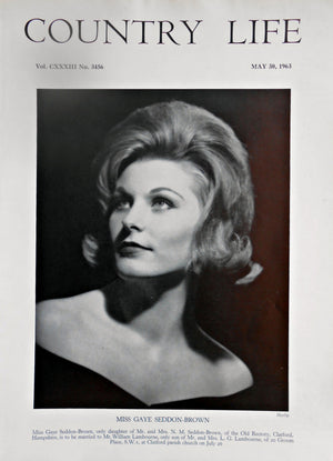 Miss Gaye Seddon-Brown Country Life Magazine Portrait May 30, 1963 Vol. CXXXIII No. 3456
