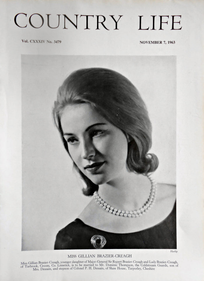 Miss Gillian Brazier-Creagh Country Life Magazine Portrait November 7, 1963 Vol. CXXXIV No. 3479