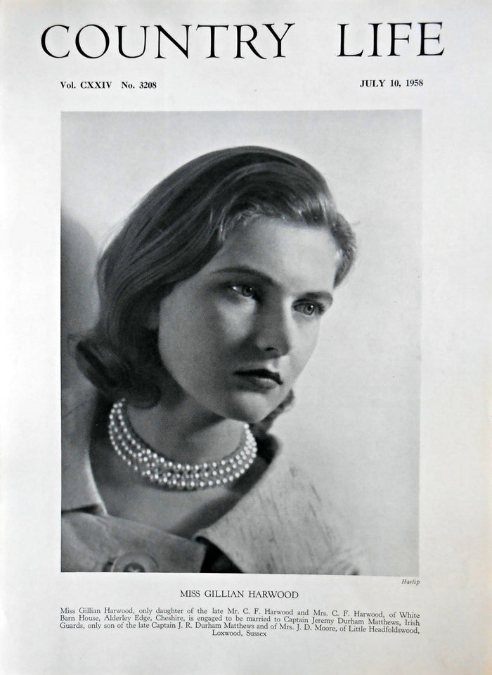 Miss Gillian Harwood Country Life Magazine Portrait July 10, 1958 Vol. CXXIV No. 3208