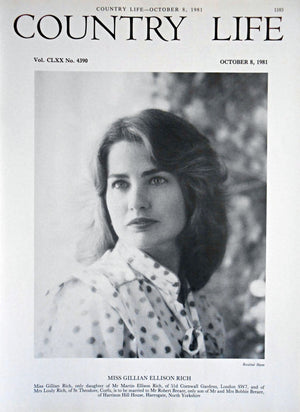 Miss Gillian Rich Country Life Magazine Portrait October 8, 1981 Vol. CLXX No. 4390