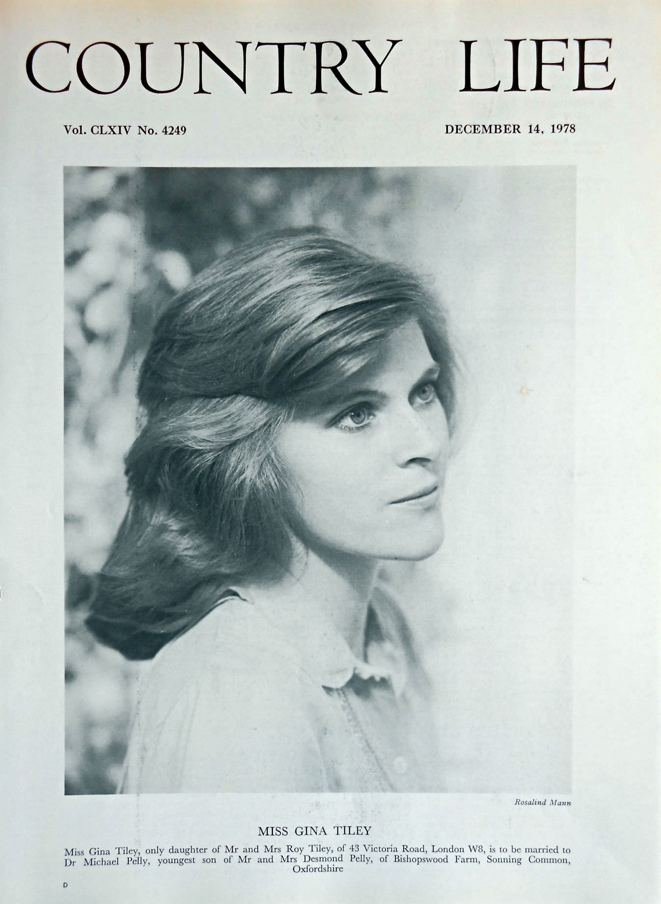 Miss Gina Tiley Country Life Magazine Portrait December 14, 1978 Vol. CLXIV No. 4249
