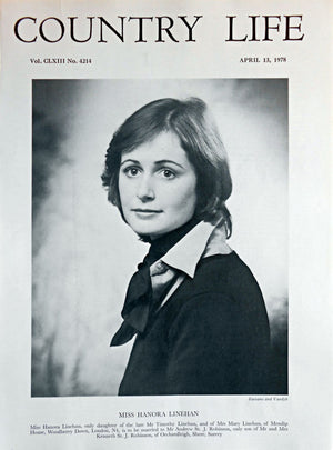 Miss Hanora Linehan Country Life Magazine Portrait April 13, 1978 Vol. CLXIII No. 4214