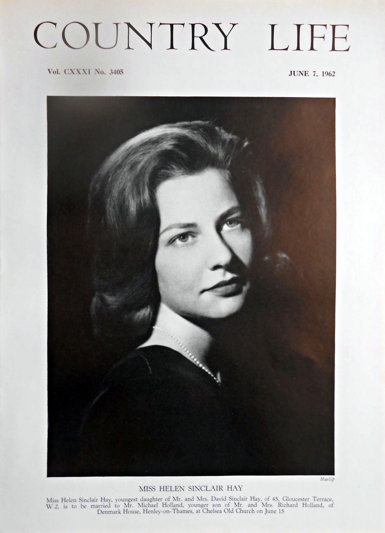 Miss Helen Sinclair Hay Country Life Magazine Portrait June 7, 1962 Vo ...