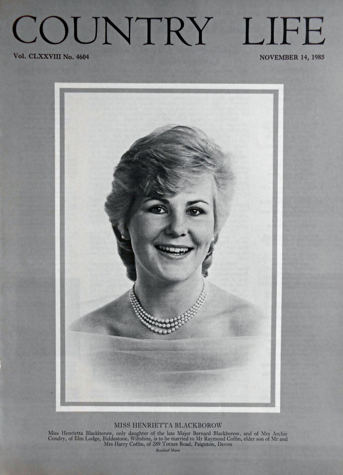 Miss Henrietta Blackborow Country Life Magazine Portrait November 14, 1985 Vol. CLXXVIII No. 4604