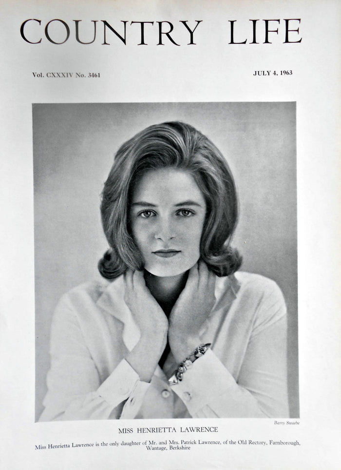 Miss Henrietta Lawrence Country Life Magazine Portrait July 4, 1963 Vol. CXXXIV No. 3461