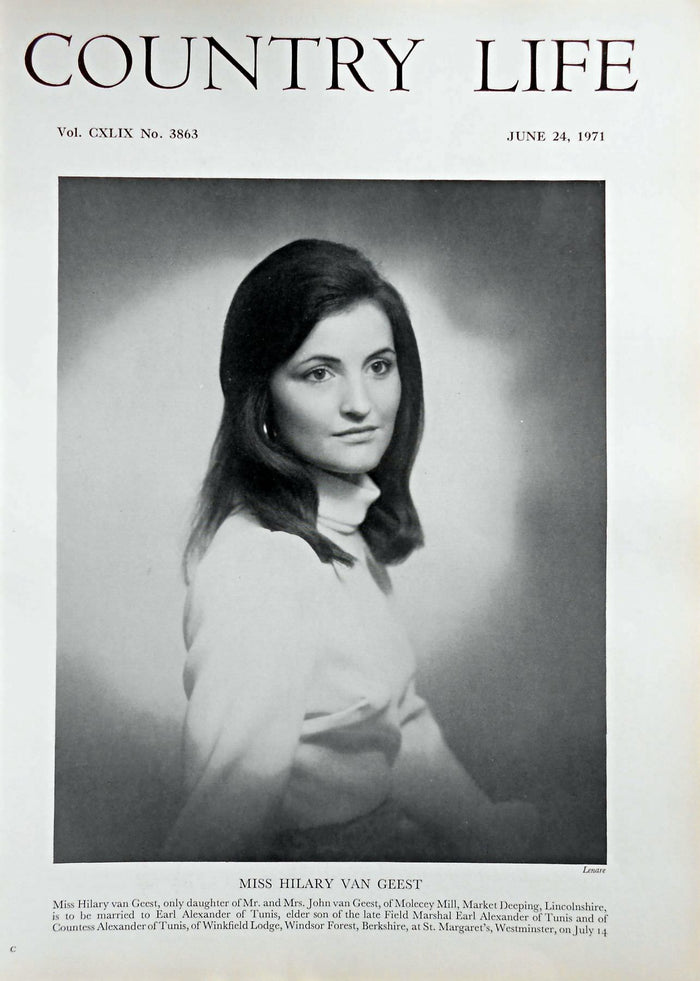 Miss Hilary van Geest Country Life Magazine Portrait June 24, 1971 Vol. CXLIX No. 3863