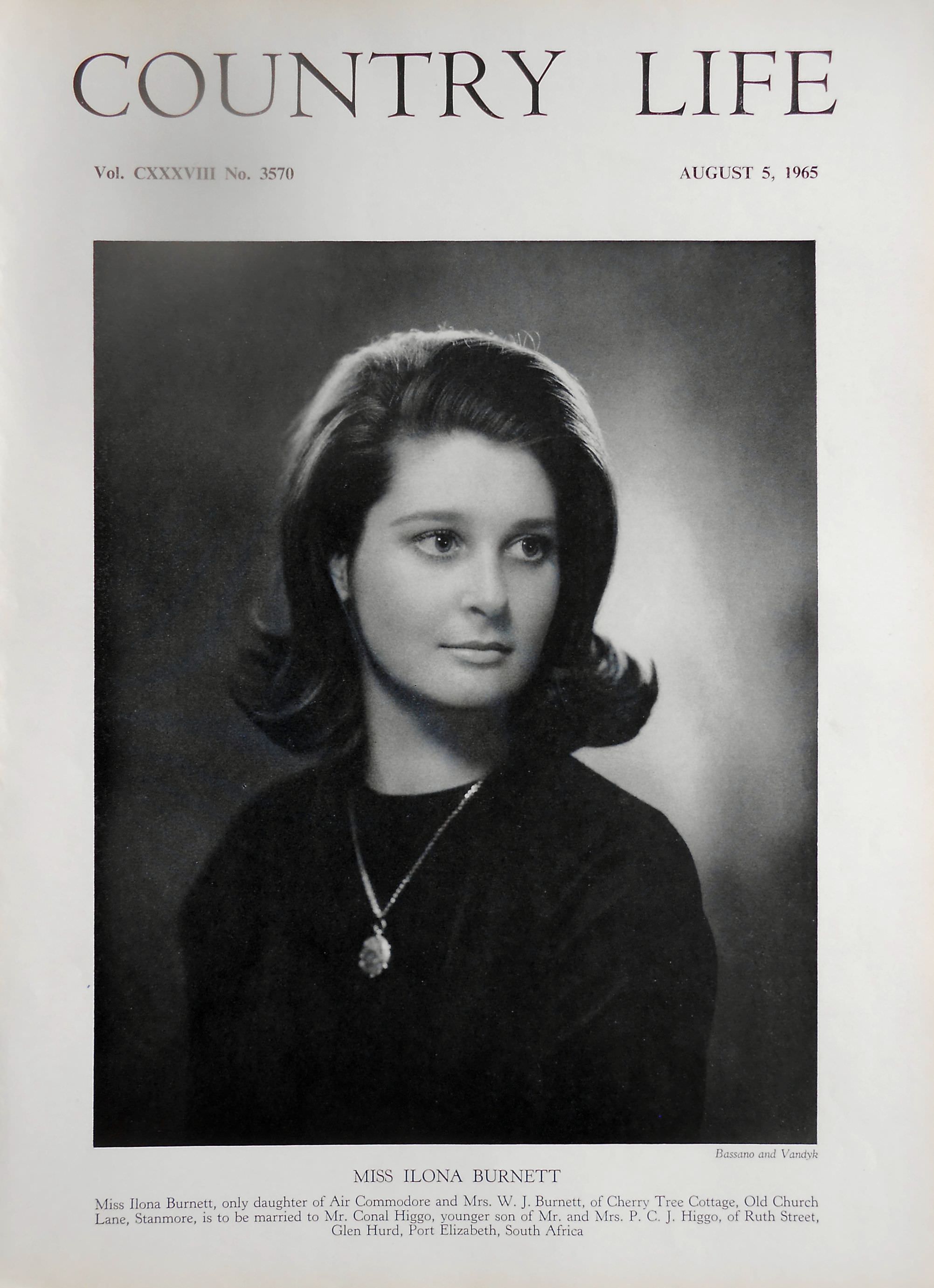 Miss Ilona Burnett Country Life Magazine Portrait August 5, 1966 Vol. CXXXVIII No. 3570