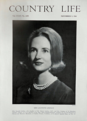 Miss Jacynth Lindsay Country Life Magazine Portrait November 9, 1961 Vol. CXXX No. 3375 - Copy