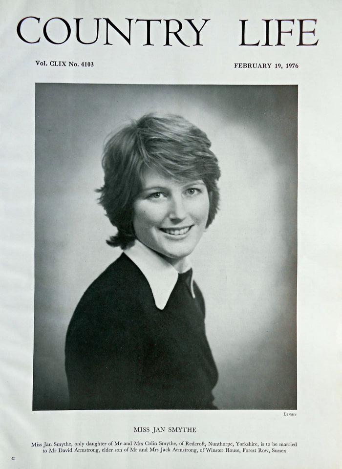 Miss Jan Smythe Country Life Magazine Portrait February 19, 1976 Vol. CLIX No. 4103