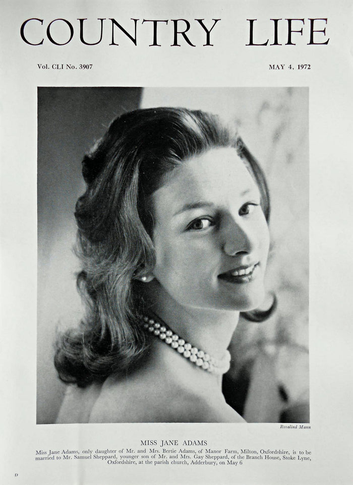 Miss Jane Adams Country Life Magazine Portrait May 4, 1972 Vol. CLI No. 3907
