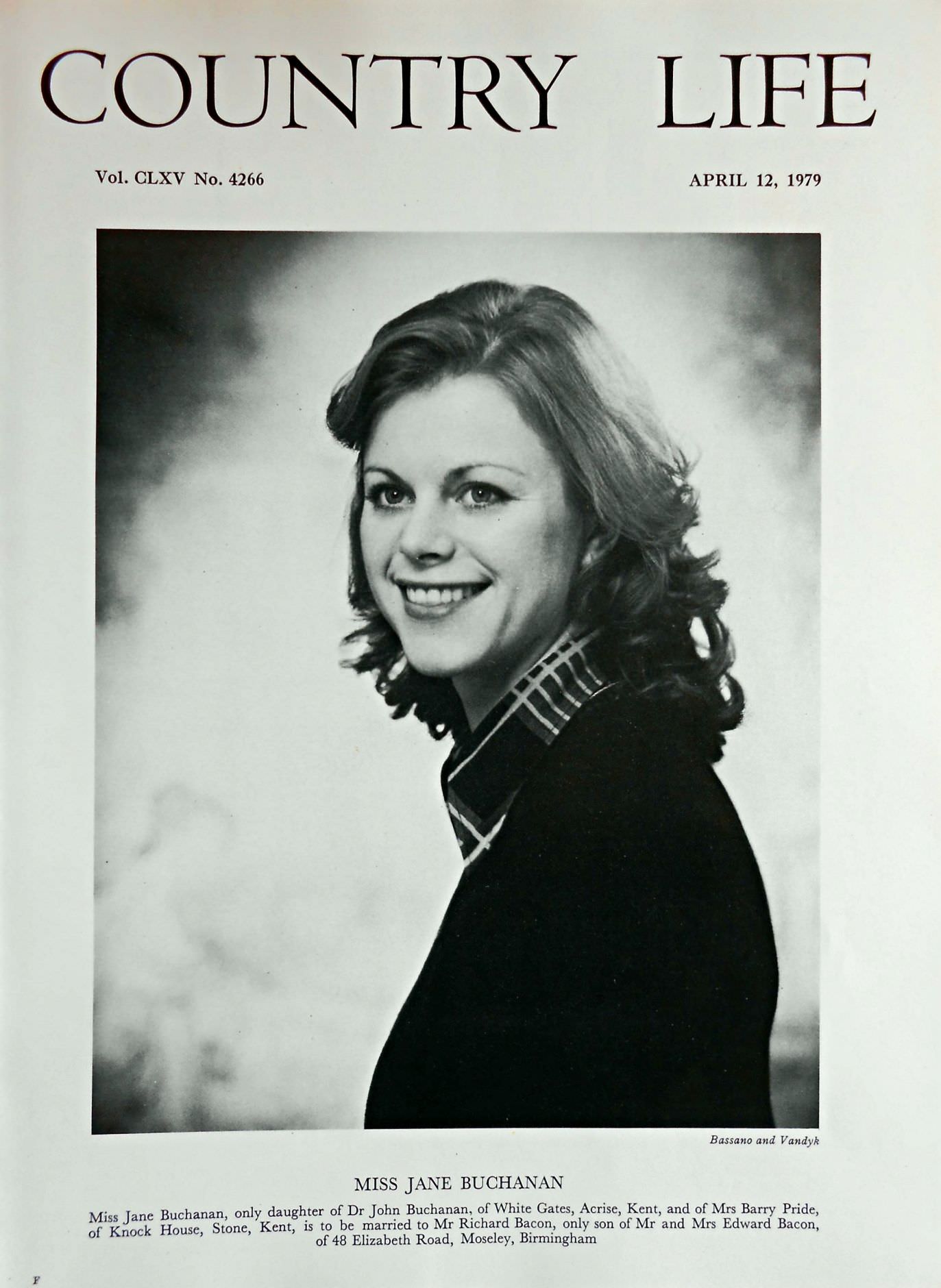 Miss Jane Buchanan Country Life Magazine Portrait April 12, 1979