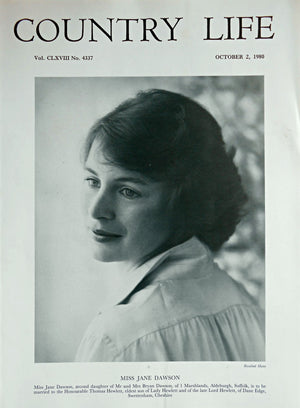 Miss Jane Dawson Country Life Magazine Portrait October 2, 1980 Vol. CLXVIII No. 4337