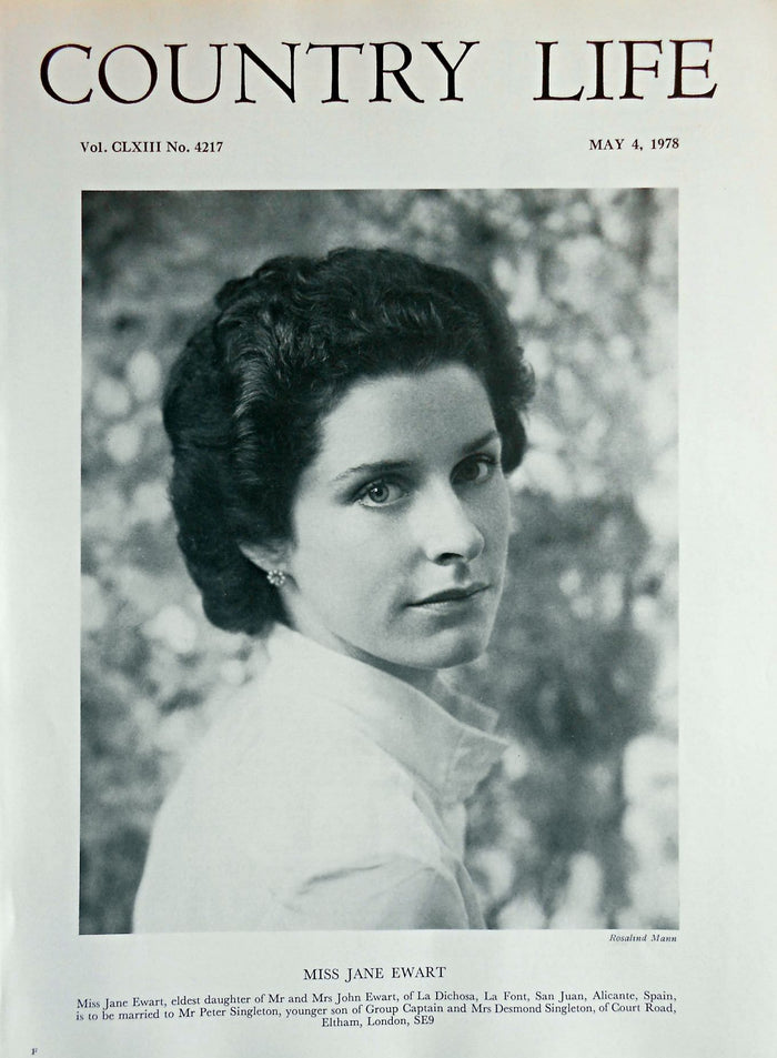 Miss Jane Ewart Country Life Magazine Portrait May 4, 1978 Vol. CLXIII No. 4217