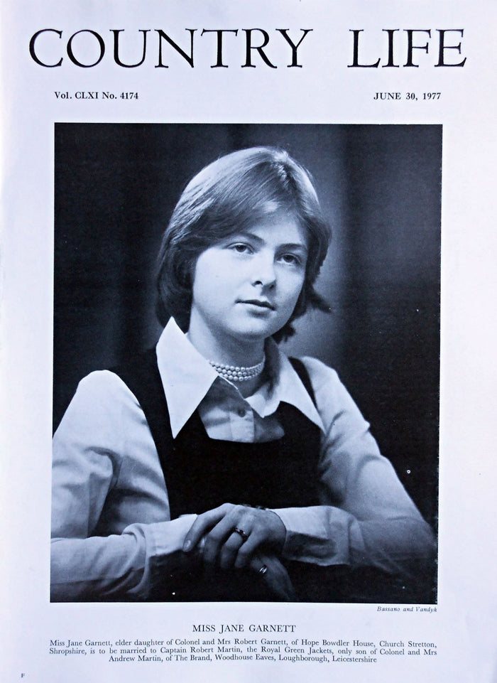 Miss Jane Garnett Country Life Magazine Portrait June 30, 1977 Vol. CLXI No. 4174
