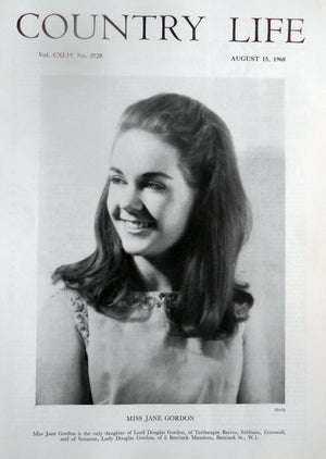Miss Jane Gordon Country Life Magazine Portrait August 15, 1968 Vol. CXLIV No. 3728