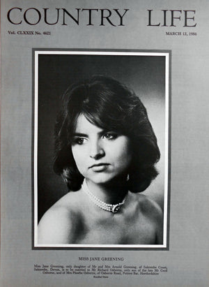 Miss Jane Greening Country Life Magazine Portrait March 13, 1986 Vol. CLXXIX No. 4621