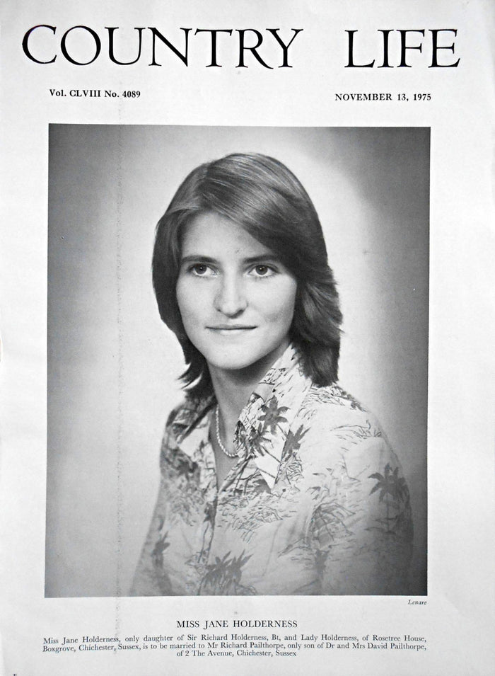 Miss Jane Holderness Country Life Magazine Portrait November 13, 1975 Vol. CLVIII No. 4089