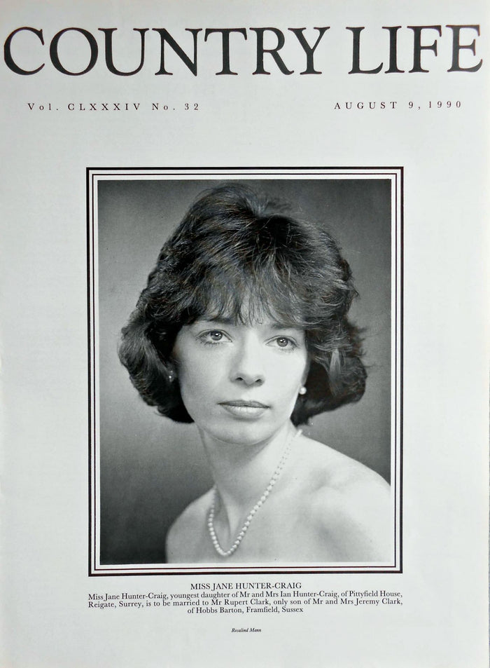 Miss Jane Hunter-Craig Country Life Magazine Portrait August 9, 1990 Vol. CLXXXIV No. 32