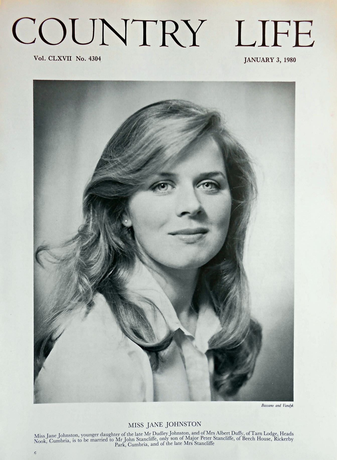 Miss Jane Johnston Country Life Magazine Portrait January 3, 1980 Vol. CLXVII No. 4304