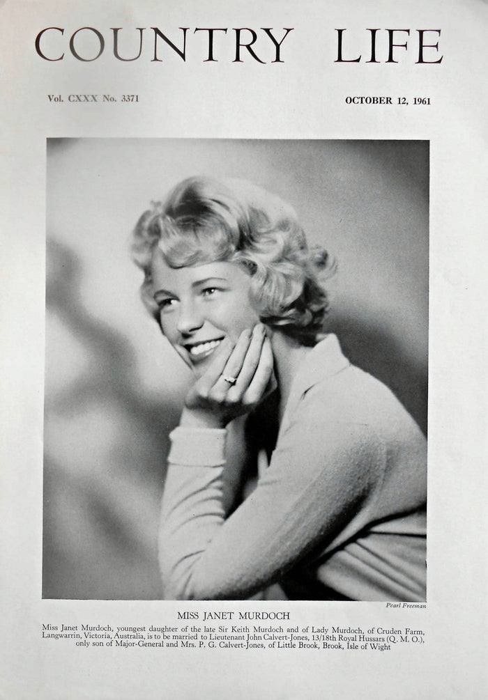 Miss Janet Murdoch Country Life Magazine Portrait October 12, 1961 Vol. CXXX No. 3371