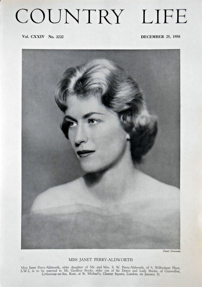 Miss Janet Perry-Aldworth Country Life Magazine Portrait December 25, 1958 Vol. CXXIV No. 3232